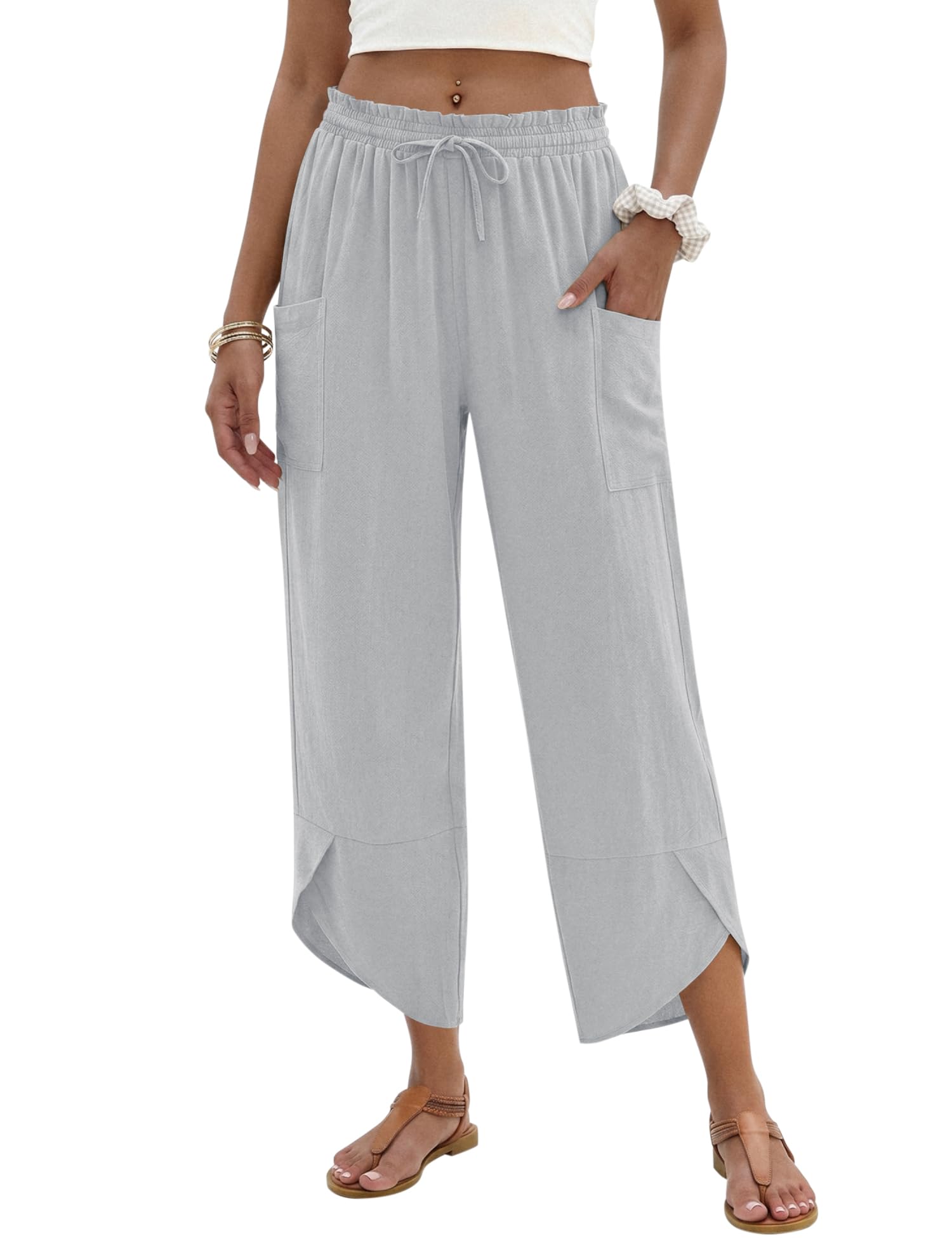 LOMON Women Linen Palazzo Pants