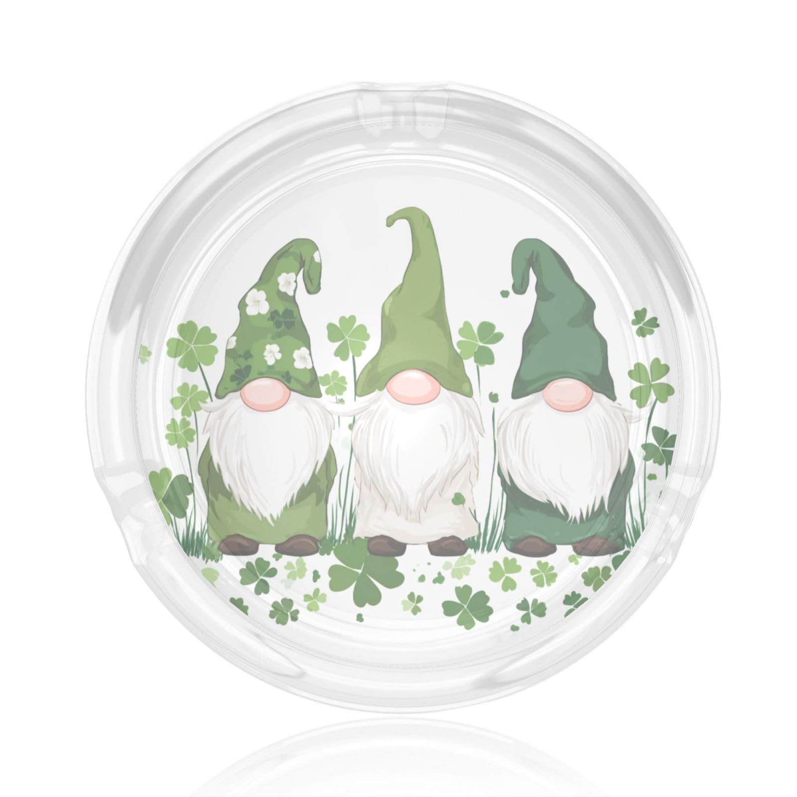 Three Gnomes With White Beards Green Hats Glass Ashtray For Cigarettes Ash Trays Case For Home Office Decor