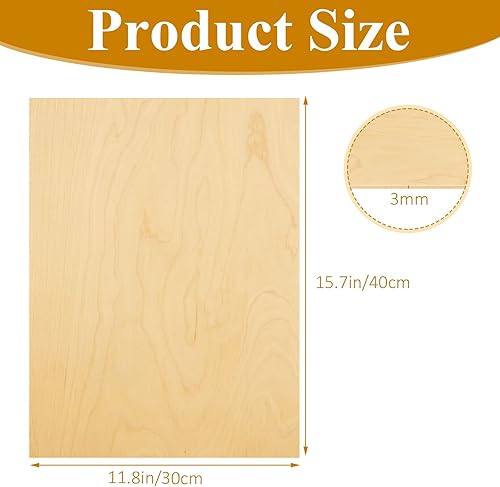 Miniatura 2 de Paquete de 18 hojas de madera contrachapada de abedul de 0.118 in de 12 x 16 x 18 pulgadas, hojas de madera contrachapada para manualidades, madera