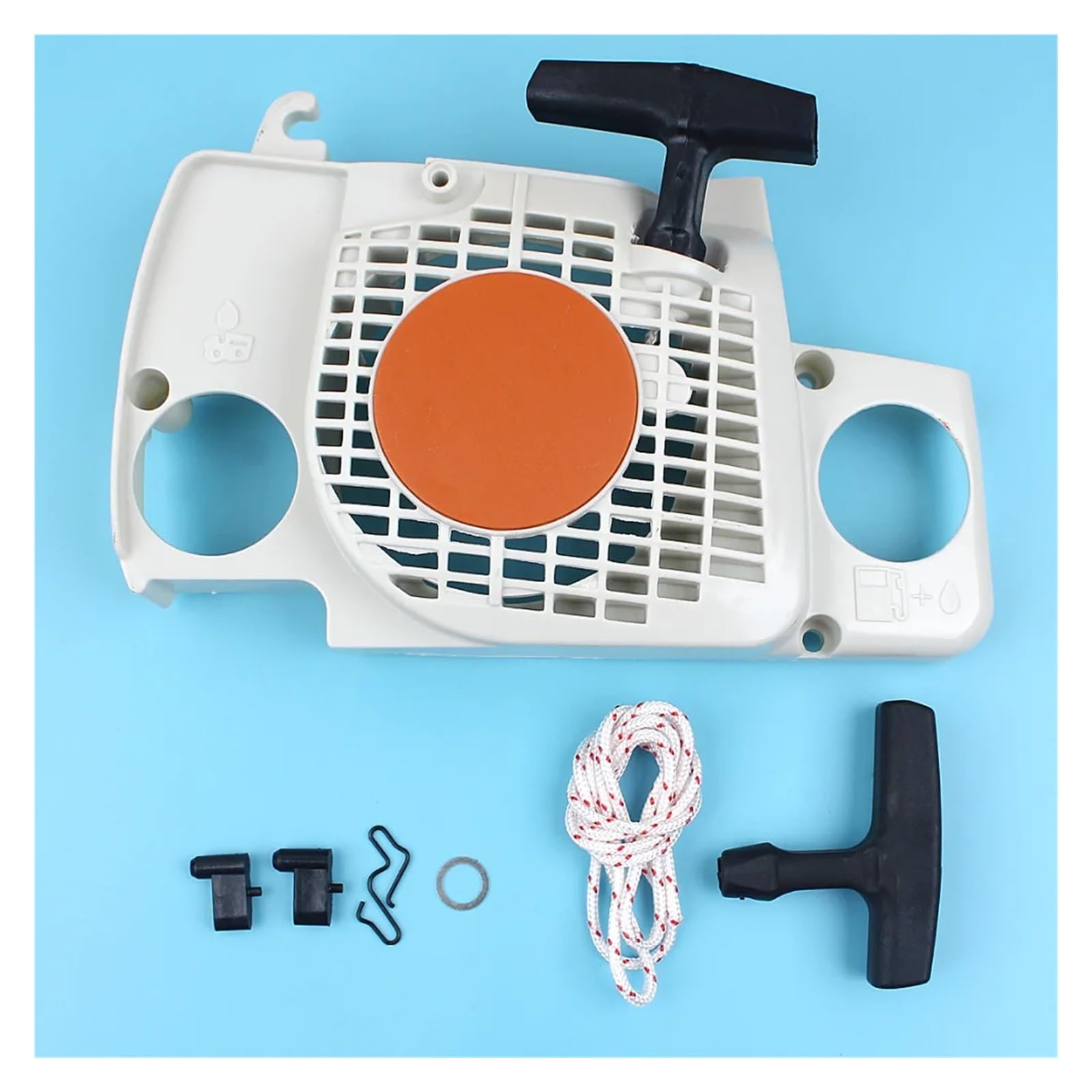 Kit de trinquete de Arranque con empuñadura de Retroceso, Cuerda de Agarre, Compatible con motosierras 017, 018, MS180, MS170, MS180c, MS 180, 170 y 180c. Pieza de Repuesto.