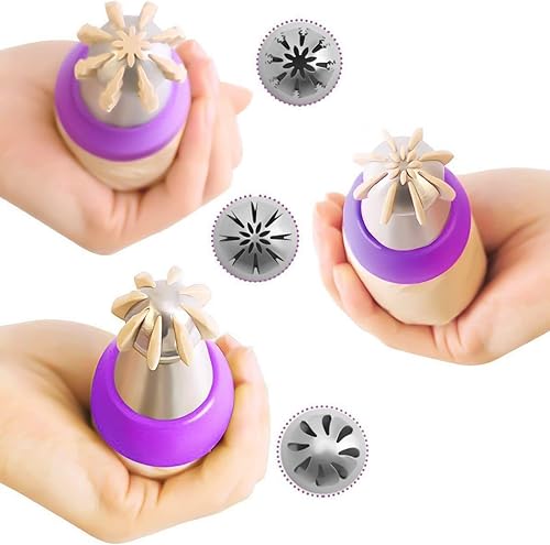 Miniatura 2 de Juego de 3 puntas de tuberías rusas de acero inoxidable, puntas de bola de tuberías rusas para glaseado, juego de boquillas de decoración de