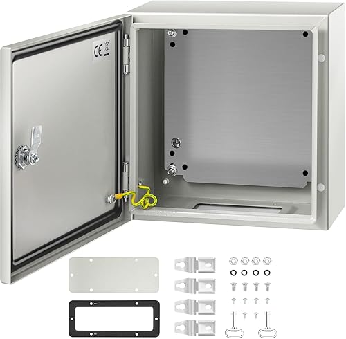 VEVOR Caja de acero NEMA 12 × 12 × 6, caja eléctrica de acero NEMA 4X, IP66 impermeable y a prueba de polvo, caja de conexiones eléctricas para