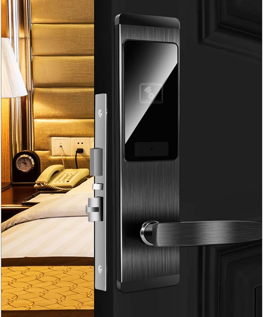 Door Knob Lever Electronic Lock Induction Door Levers Stainless Steel Door Handle Door Thickness 38mm-50mm/1.4in-1.9in Door Lock with Handle (Color : Black)