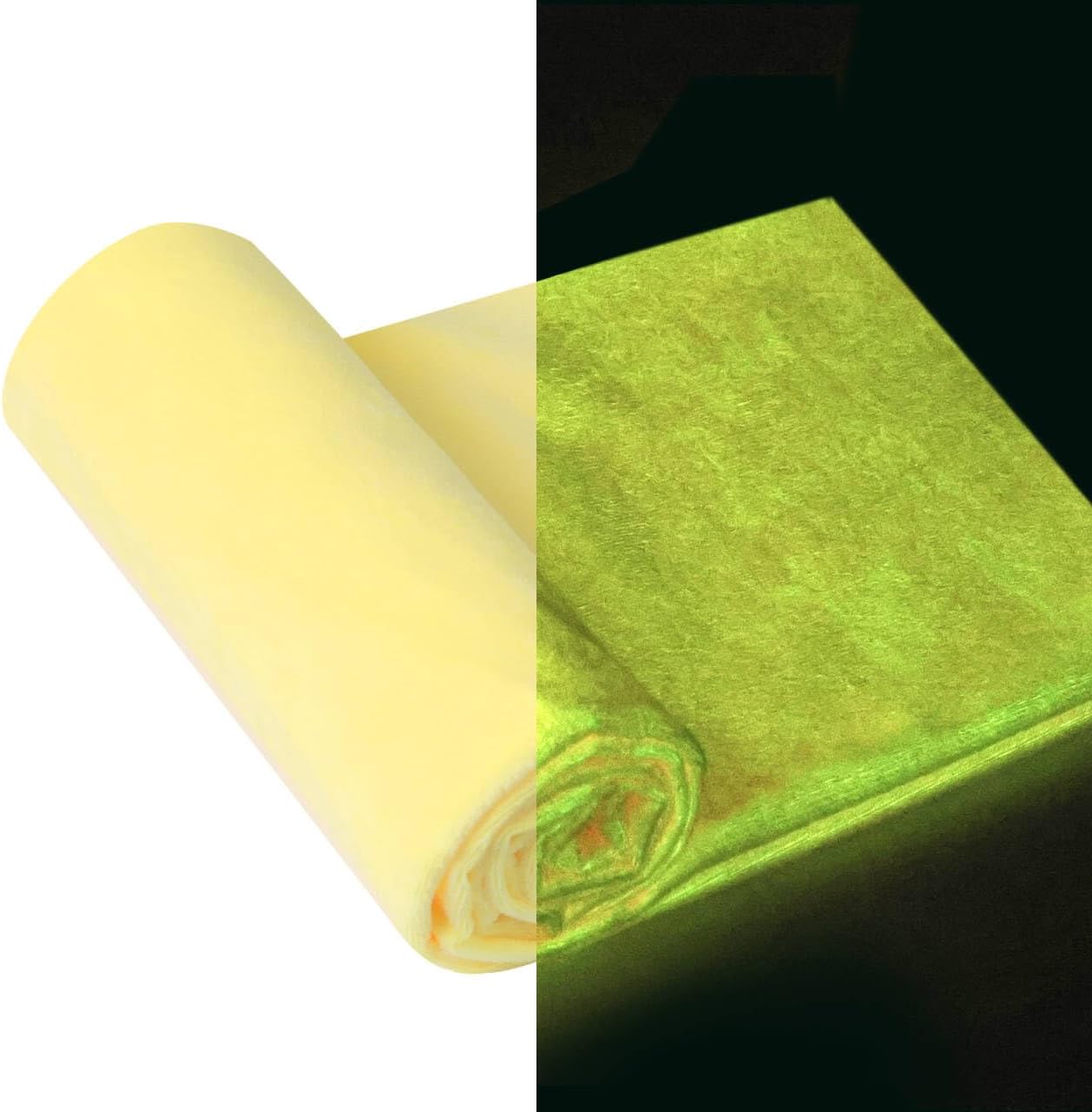 Craftido Glow in The Dark Fabric, Luminous Soft Velvet Fabric by 1 Yard in Solid Color 63" Width for Crafting, Quilting, Handmade DIY, Sewing Project, Clothing, Holiday Decorations - Yellow