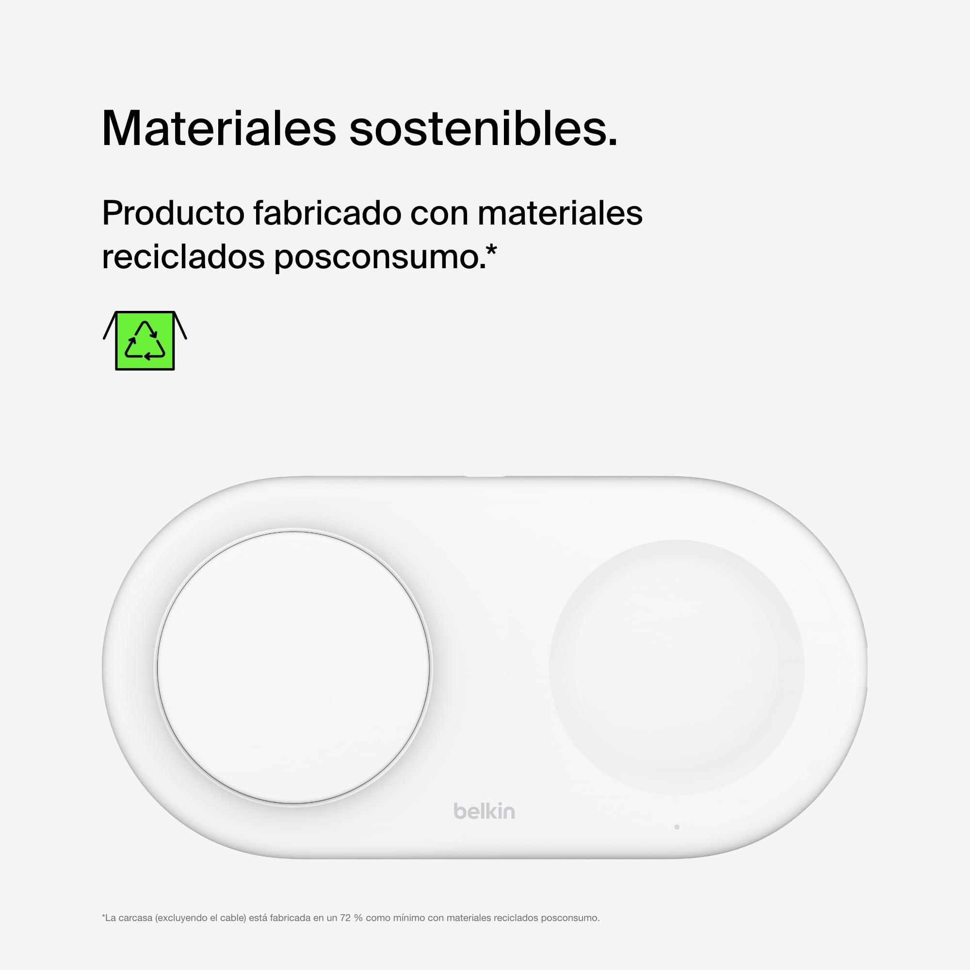 Belkin BoostCharge Pro Cargador Inalámbrico 2 en 1 con tecnología Magnética Qi2, 15W, Estacion de Carga Rápida Inalámbrica Compatible con Magsafe para iPhone 17, Air, Pixelsnap, AirPods - Blanco
