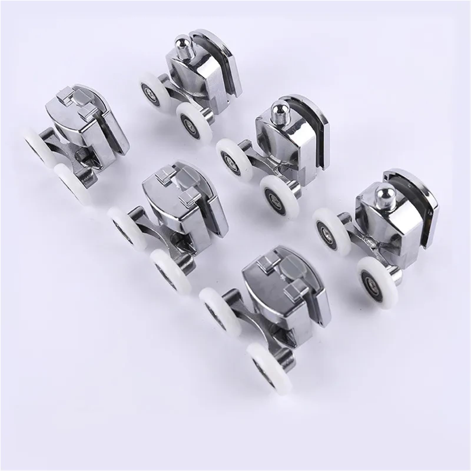 Ersatzrollen für Duschkabinentüren, Doppelrollen for Duschtüren aus Zinklegierung, 23–27 mm, for 4–6 mm Glastüren, 4 Stück(4-upper4-down,25mm)