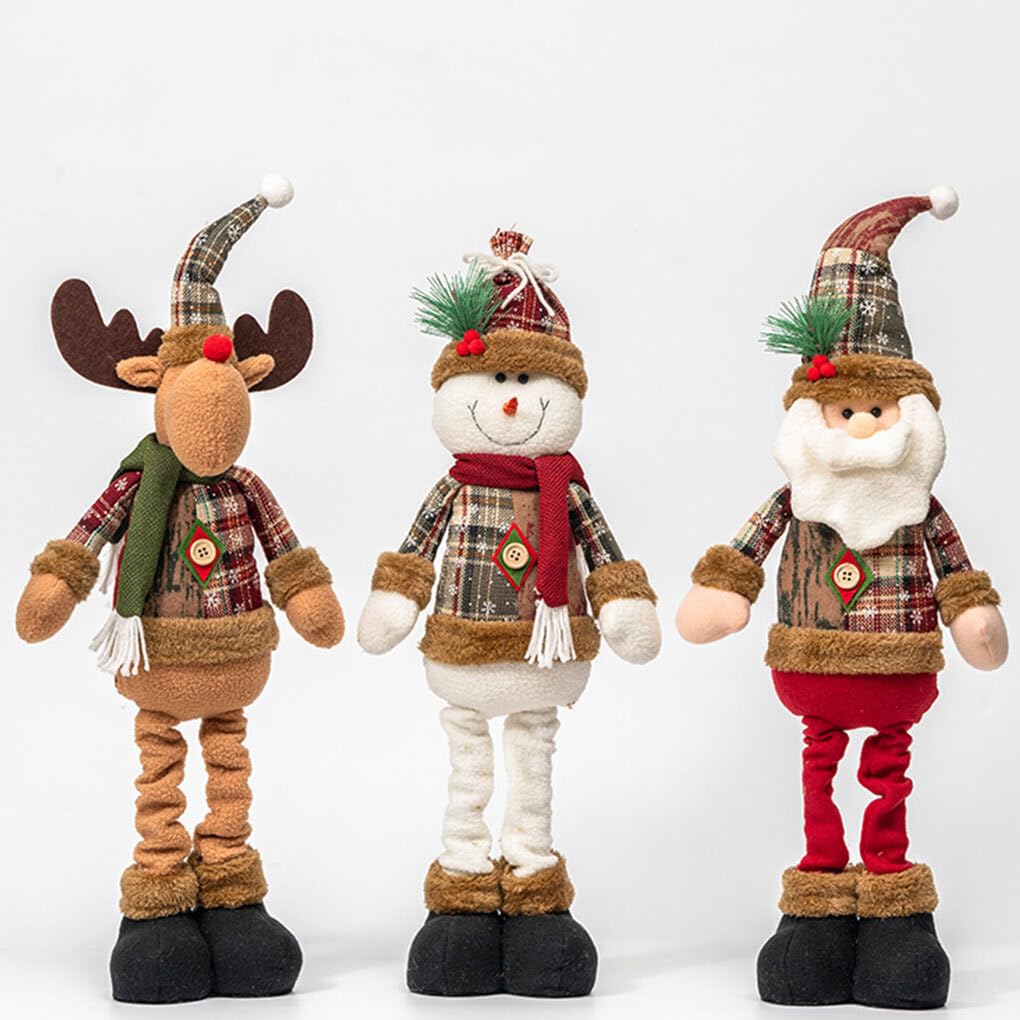 Muñecos de Peluche navideños para decoración Festiva del hogar, Franela de Oficina, Decoraciones navideñas Hechas a Mano, muñecos de pie Redondos, muñeco de Nieve de Navidad