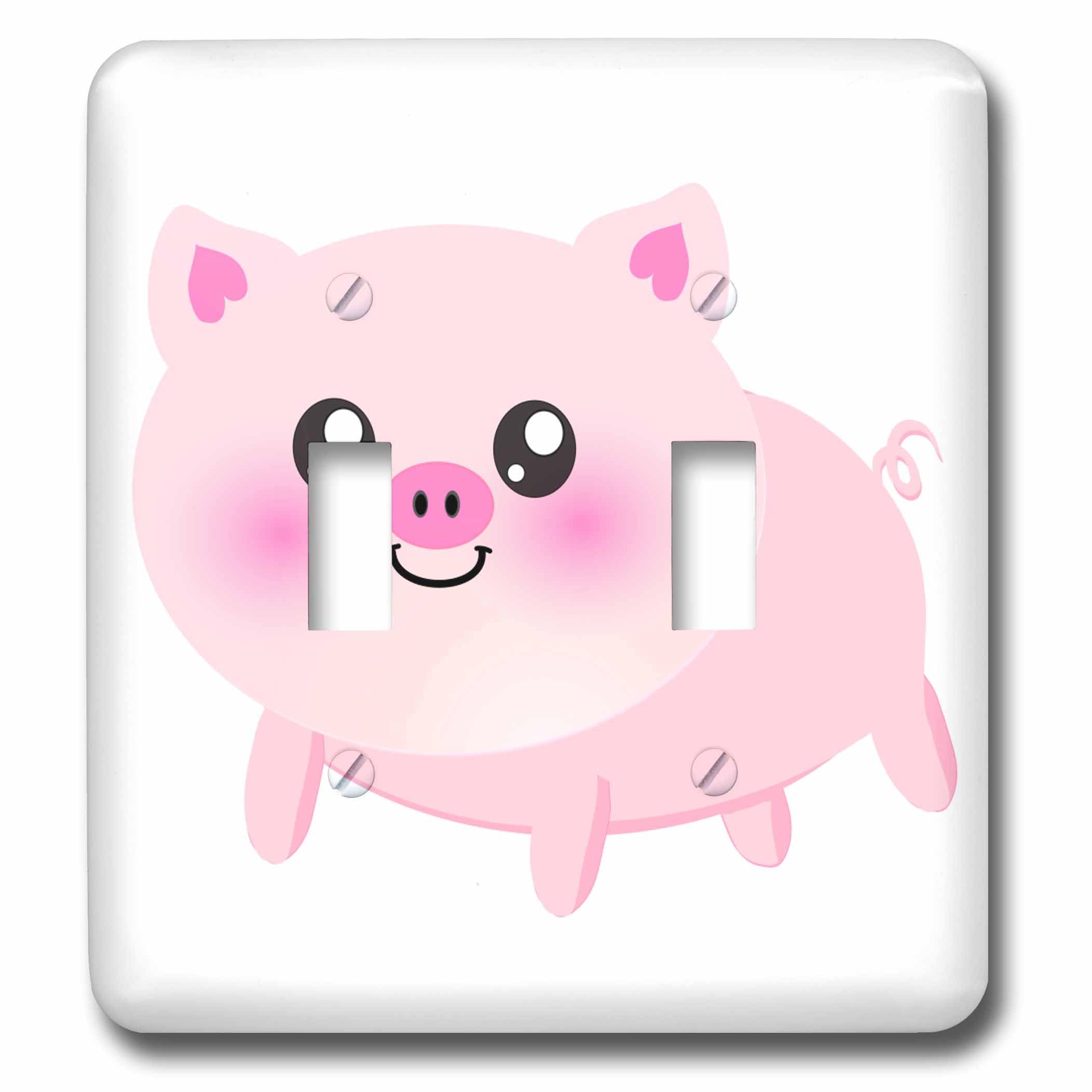 Interrupteur double cochon heureux rose pour décorer une chambre