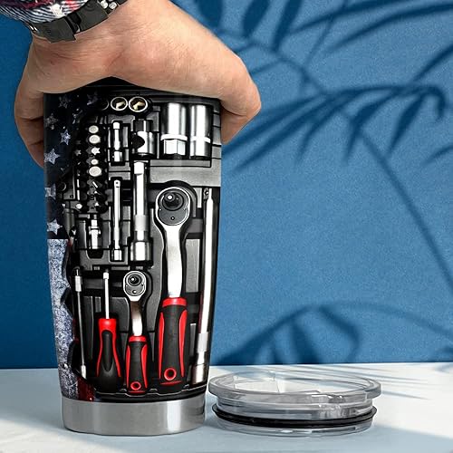 Miniatura 4 de SANDJEST Vaso mecánico personalizado para papá, vasos de 20 onzas y 30 onzas con tapa, regalo para papá, papá, Navidad, cumpleaños, día del padre