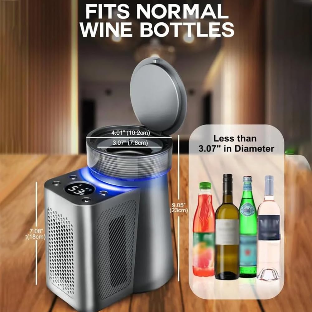 Enfriador de Vino eléctrico - Enfriadores de Vino portátiles para Botellas de 750 ml - Enfriador de Vino rápido para una Sola Botella - Vino Fresco sin Hielo, rápido y sin Esfuerzo para Fiestas