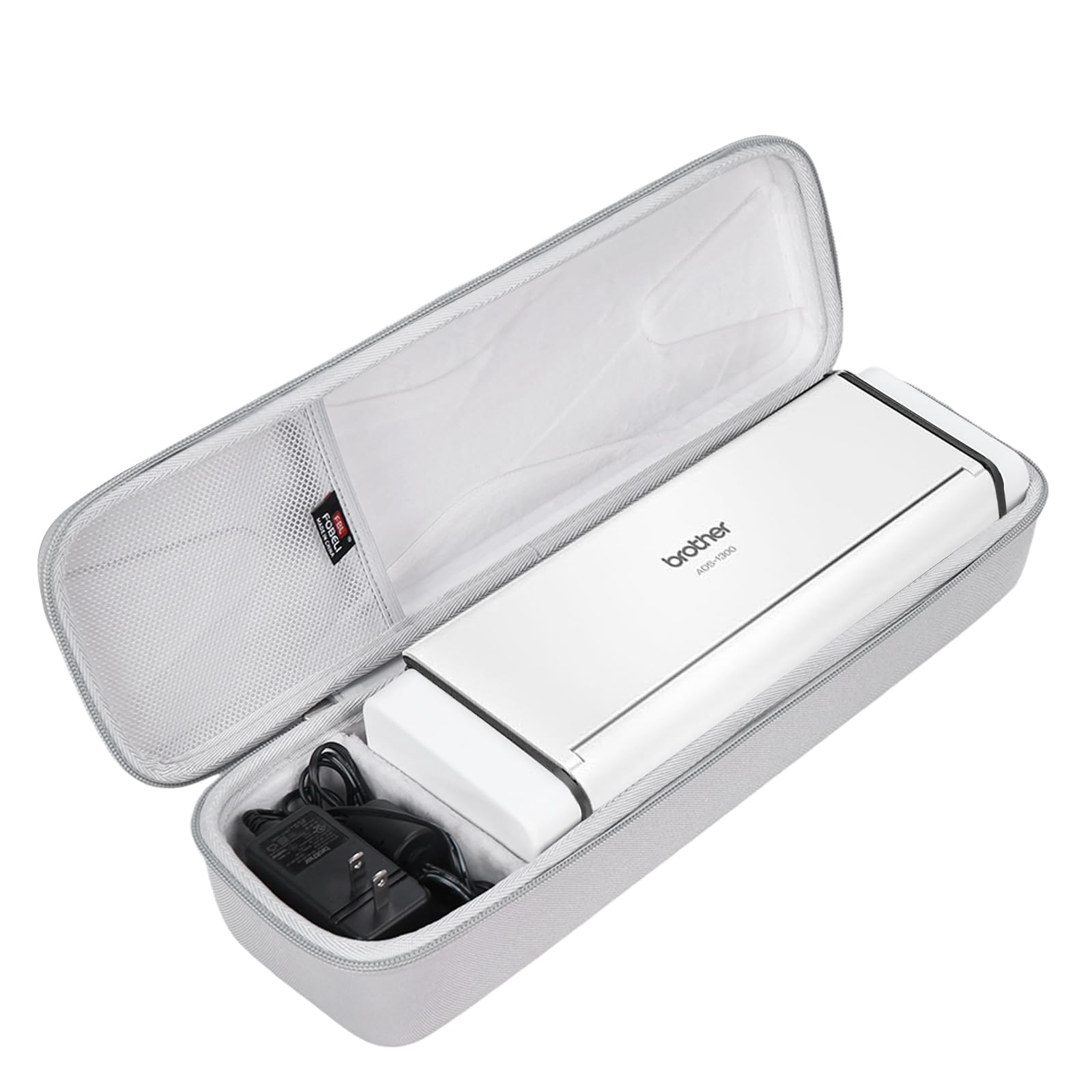 FBLFOBELI Étui de transport rigide pour scanner de bureau compact sans fil Brother ADS-1250W / ADS-1700W / ADS-1800W / ADS-1200 / ADS-1300 - Sac de rangement de protection (étui uniquement) (gris)