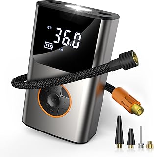 GHHKUD Tire Inflator Portable Air Compressor, Mini Bike Pump with 6000mAh Rechargeable Battery Car Tire Inflator, 150PSI Cordless Tire Inflator with Digital LCD Air Pump for Car Ball Swim Rings