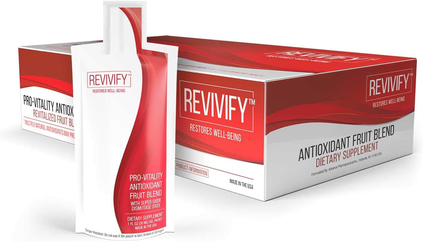REVIVIFY Pro-Vitality Gel (Oral) with Antioxidant Superoxide Dismutase (SOD) Soluble Fiber & Fruit Blend, 1 Fluid Ounce Pouch, 30 Day Supply