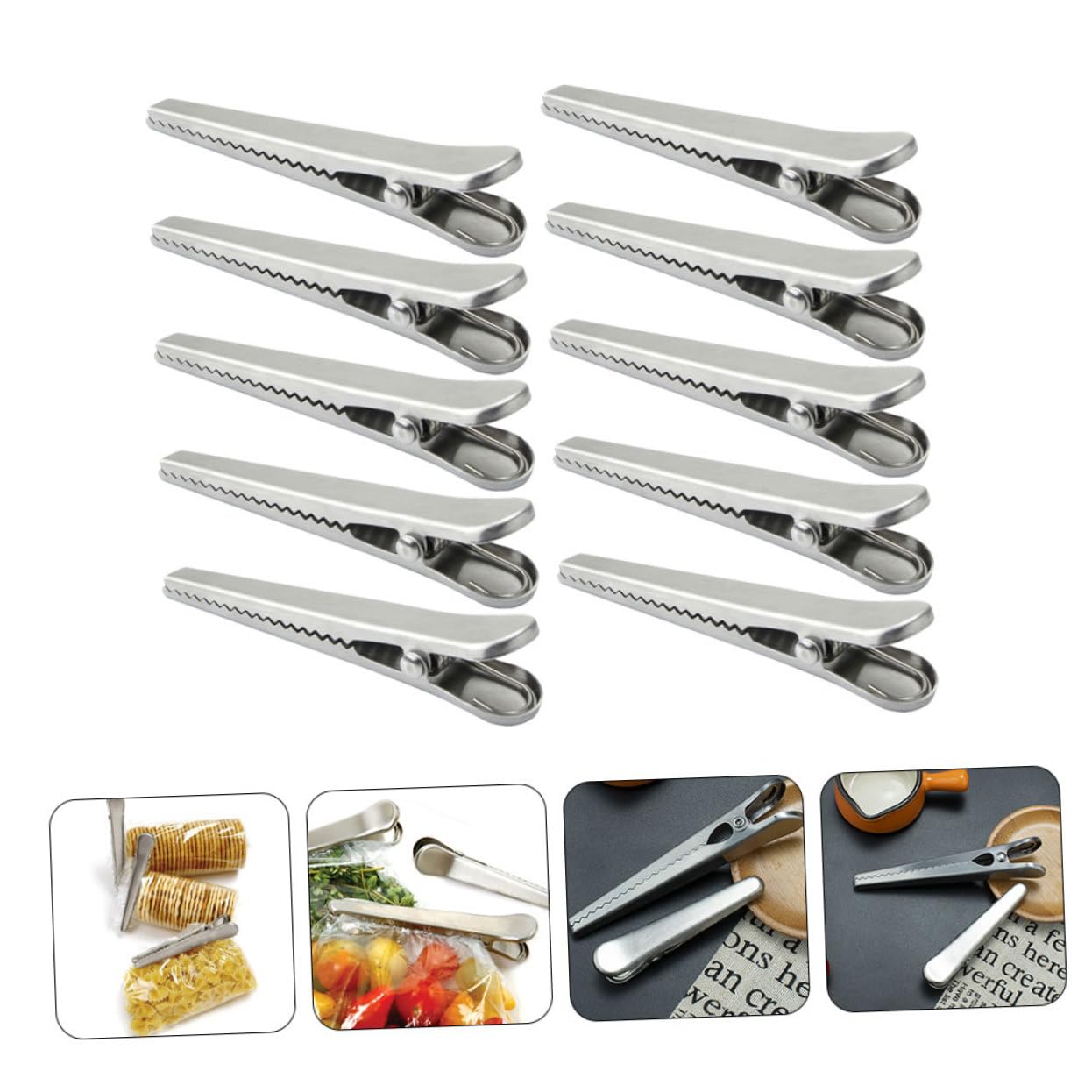 Artibetter 3 Sätze Klemme Für Lebensmittelbeutel Alligator Chip -tasche Halten Versiegelung Clips Für Snackbeutel Mehrzweck-dichtungsclips Rostfreier Stahl Silver 10 Stück * 3