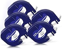 Vista 1 de 5 cintas de plástico 91331 de repuesto para Dymo Letratag de repuesto de 0.472 in x 13.1 ft (1/2 x 13) para DYMO LetraTag 200B LT-100H LT-100T Plus