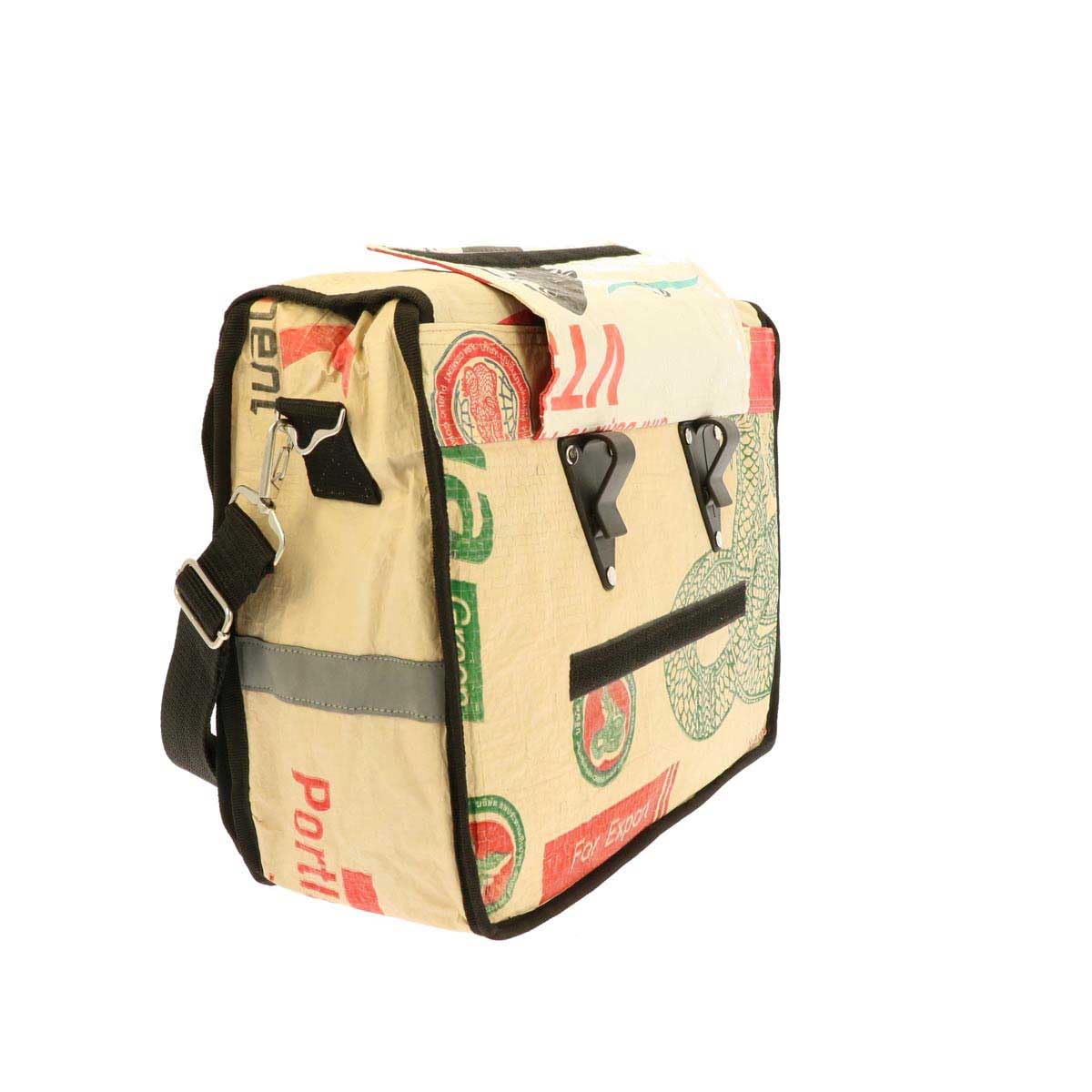 MoreThanHip Einzelne Fahrradtasche/Laptop-Tasche Einzelpacktasche aus recycelten Zementsäcken - Vannak - für Fahrrad und E-Bike - Upcycling - Nachhaltig - Öko - Vegan (Elefant)