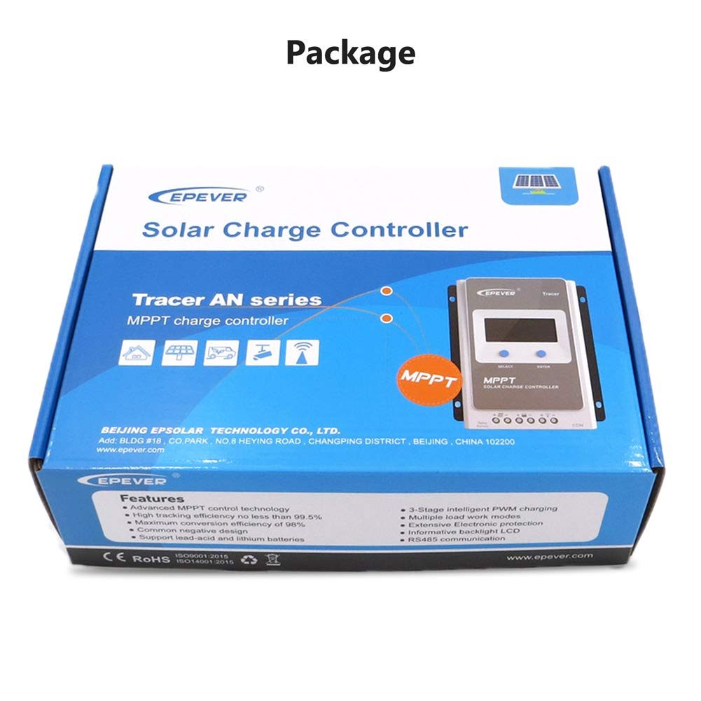 EPEVER® 20A MPPT Regolatore di Carica Solare 12V/24V Auto Identificazione con Display LCD e Porta USB per Stazioni Base di Comunicazione e Sistemi Domestici - Tracer 2210AN