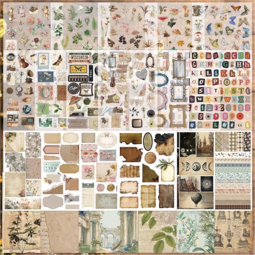 Image of 500PCS+ Vintage Aesthetic Stickers for Adults Waterproof Scrapbook Journal Daily Planner Diary Notebook Handbook Stickers Scrapbooking Supplies for DIY Paper Crafts Vinyl Sticker