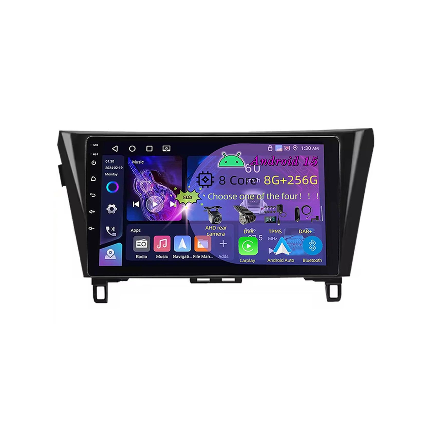 9-calowy podwójny DIN samochodowy system stereo z systemem Android 15 do Nissana X-Trail T32 Qashqai 2 J11 2013-2017 z kamerą tylną Car Play, sterowaniem z kierownicy, Bluetooth, GPS, radiem