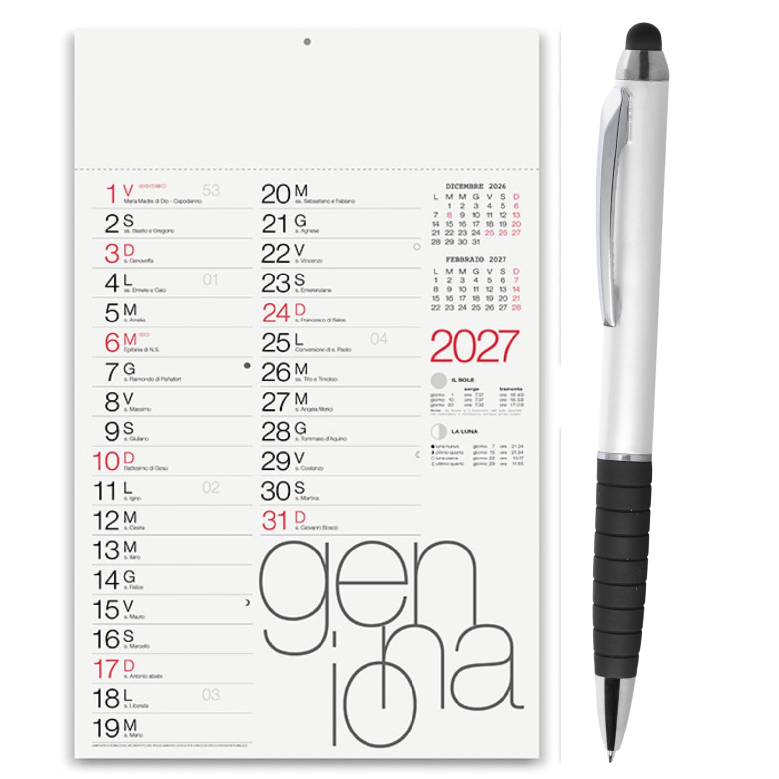 100 Calendari Personalizzati 2027 + 100 Penne Touch Personalizzate Gadget Pubblicitari di Fine Anno come Omaggio per i Clienti Promozionali Regali Aziendali. Cod. Master