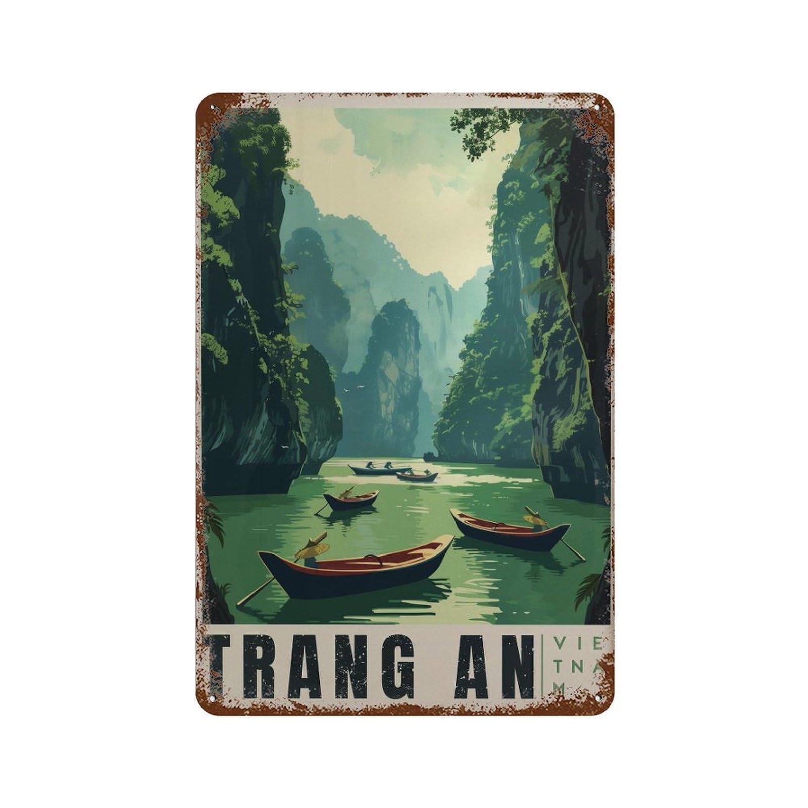 xiaoxiaoshen Trang An Vietnam Travel Ninh Binh Wall Decor Art Metal Tin Poster Modern Home Decor Art Home Bar Shop Decorations Vintage Sign 30x20cm