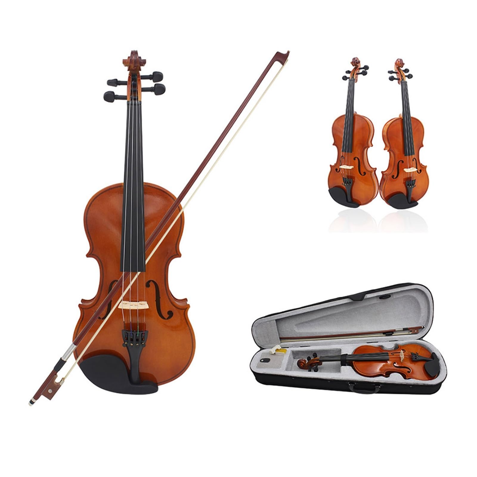 BABYCE Adulti Violino 4/4 Violino A Grandezza Naturale Violino Acustico in Legno Massello Custodia per Violino Accessori per Arco Strumento Musicale per Principianti (Color : 1-4)