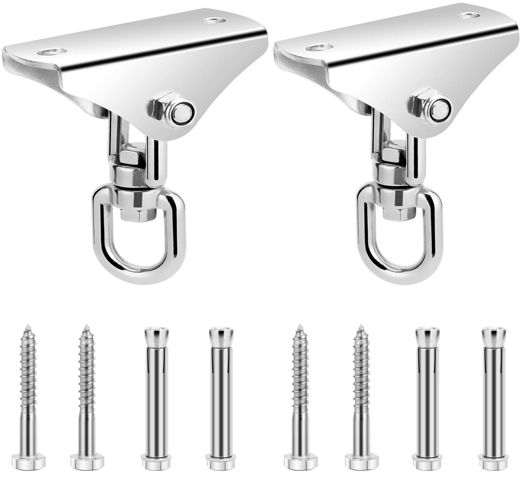 YUI Punching Bag Hangers with Wood Beam Bolts, Concrete Bolts, Stainless Steel 360° Swivel Ceiling Hangers, Maximum Load-Bearing 990lbs