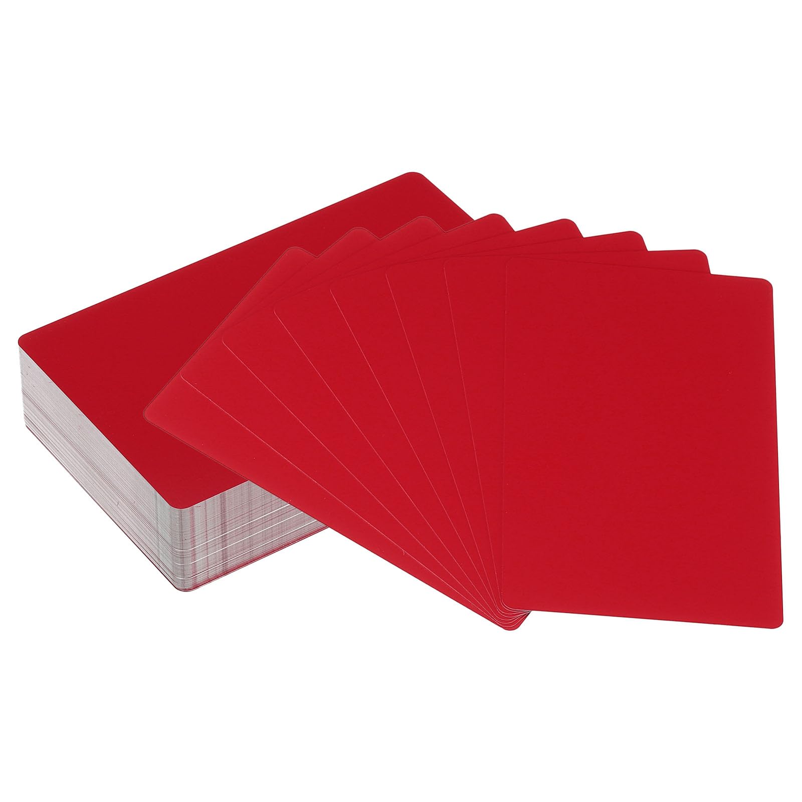 PATIKIL 100 Pack Metal Business Cards Blank, 0.21mm Thick 3.4x2.1 Inch Aluminum Laser Engrave Printable Name Card for Custom DIY Red