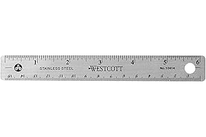 Westcott Stainless Steel 6-Inch Ruler with Non-Slip Grip