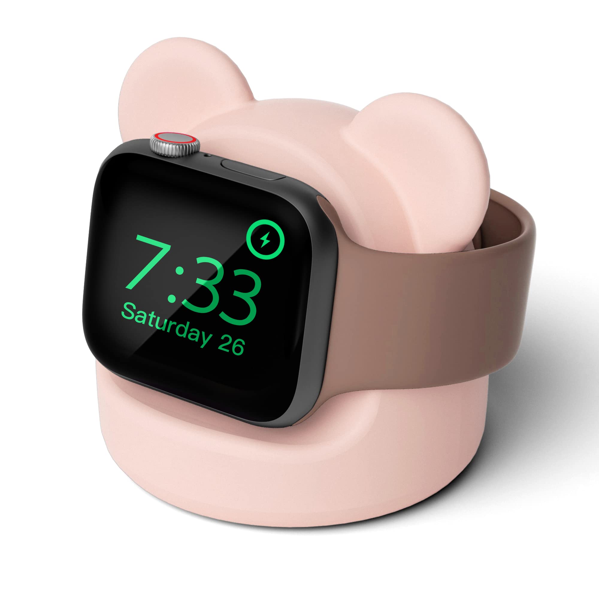 AFOOYO Bear Charger Stand Silicone Dock Holder for Apple Watch Series Ultra2/Ultra/10/9/8/SE2/7/6/SE/5/4/3/2/1 (49/46/45/44/42/41/40/38mm),iWatch