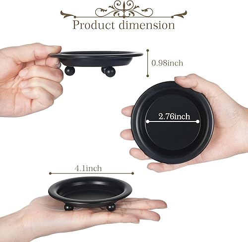 Miniatura 8 de 4 portavelas de hierro negro Portavelas decorativo de hierro para velas LED y de cera, conos de incienso, ideal para spa, bodas, cenas a la luz de