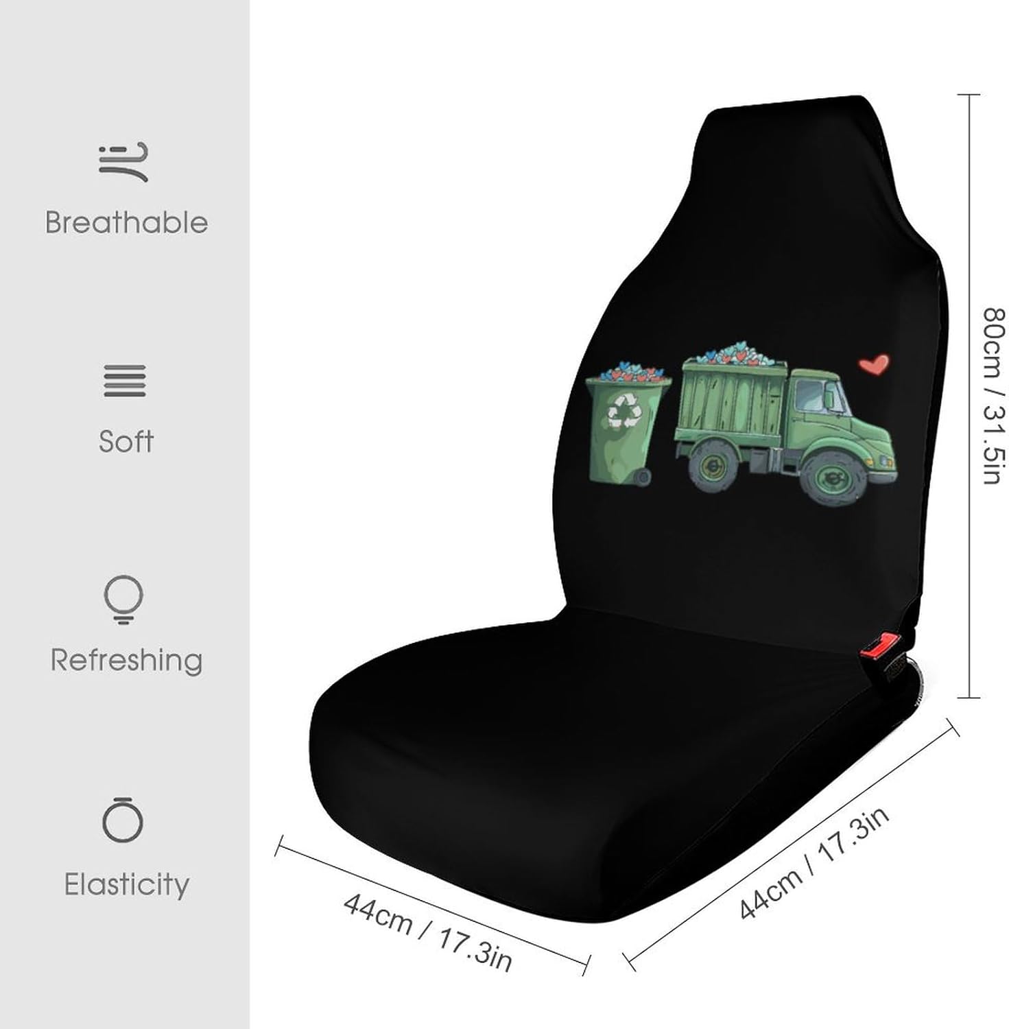 Garbage Truck Loads of Love Car Seat Covers Automotive Seat Covers Car Seat Protector Auto Front Seats Protector for Most Cars 2PCS