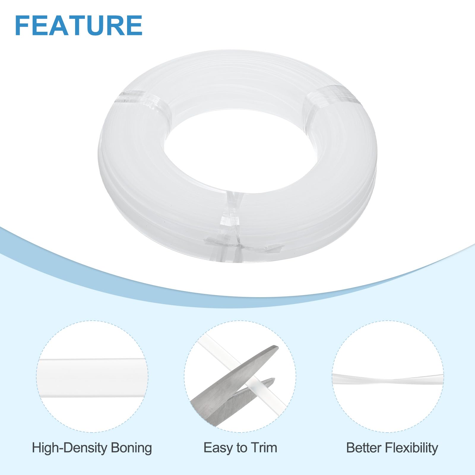 PATIKIL 12mm x 2mm x 49 Yards Boning for Sewing PP Plastic Boning for Handmade Dolls Hats Handbags Wedding Dresses DIY Making - Image 3