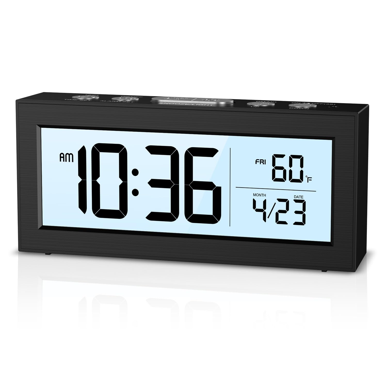 Temracha Digital Clock Battery Operated Small Travel Alarm Clock with Temperature Date Blacklight Snooze Battery Powered Digital Clock