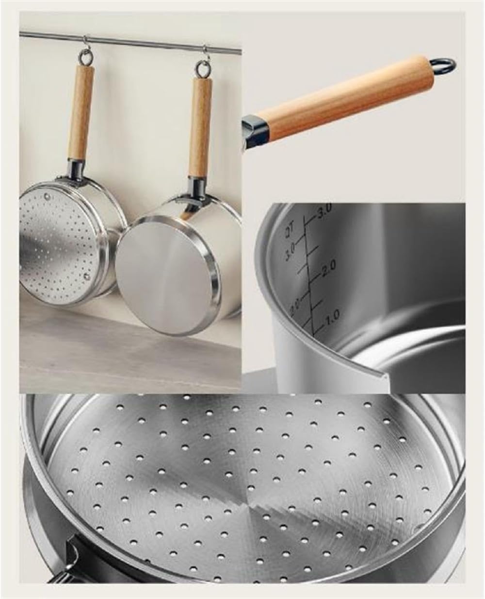 Ladfrol コーティングされていないミルクパン、316ステンレス鋼、ベビーフードポット、家庭用スープポット、20cm、お手入れ簡