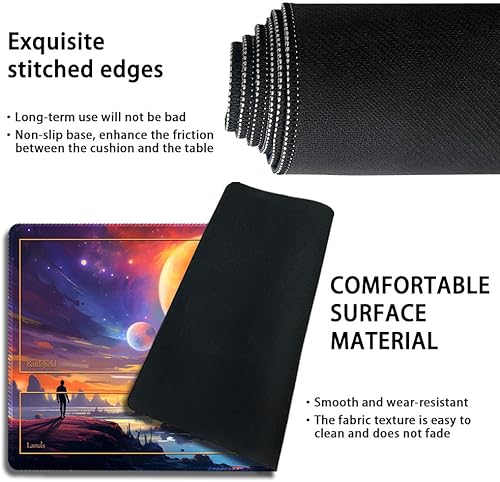 Vista 92 de Tapete de juego MTG cosido de alta calidad con zonas y parte trasera de goma antideslizante, tapete de juego TCG para MTG y otros juegos de cartas