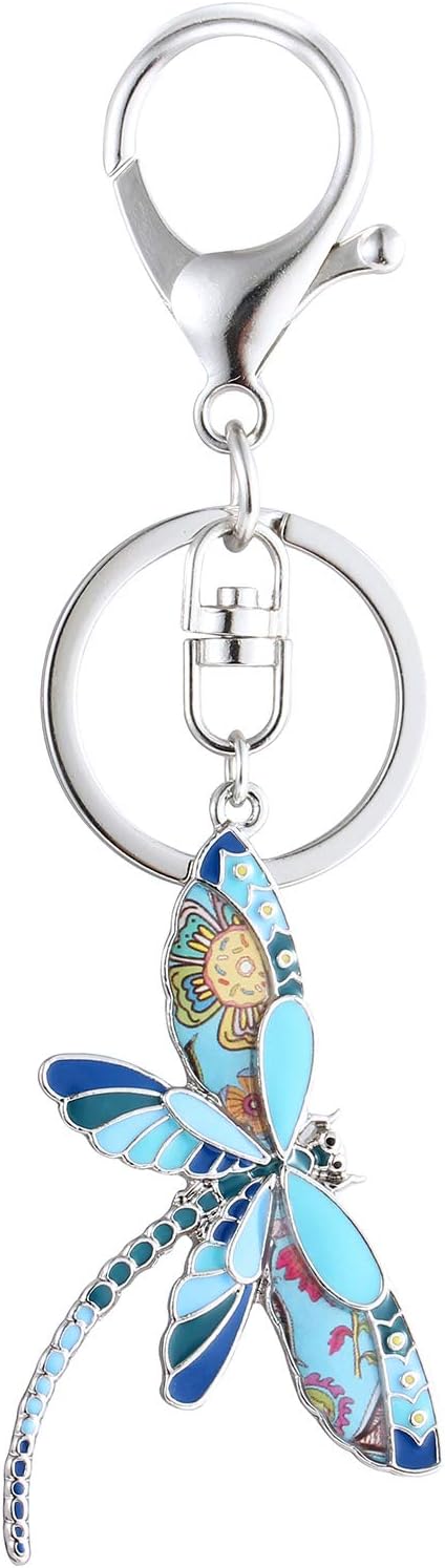 Cute Dragonfly Keychain for Women Unique Enamel Insect Keyring