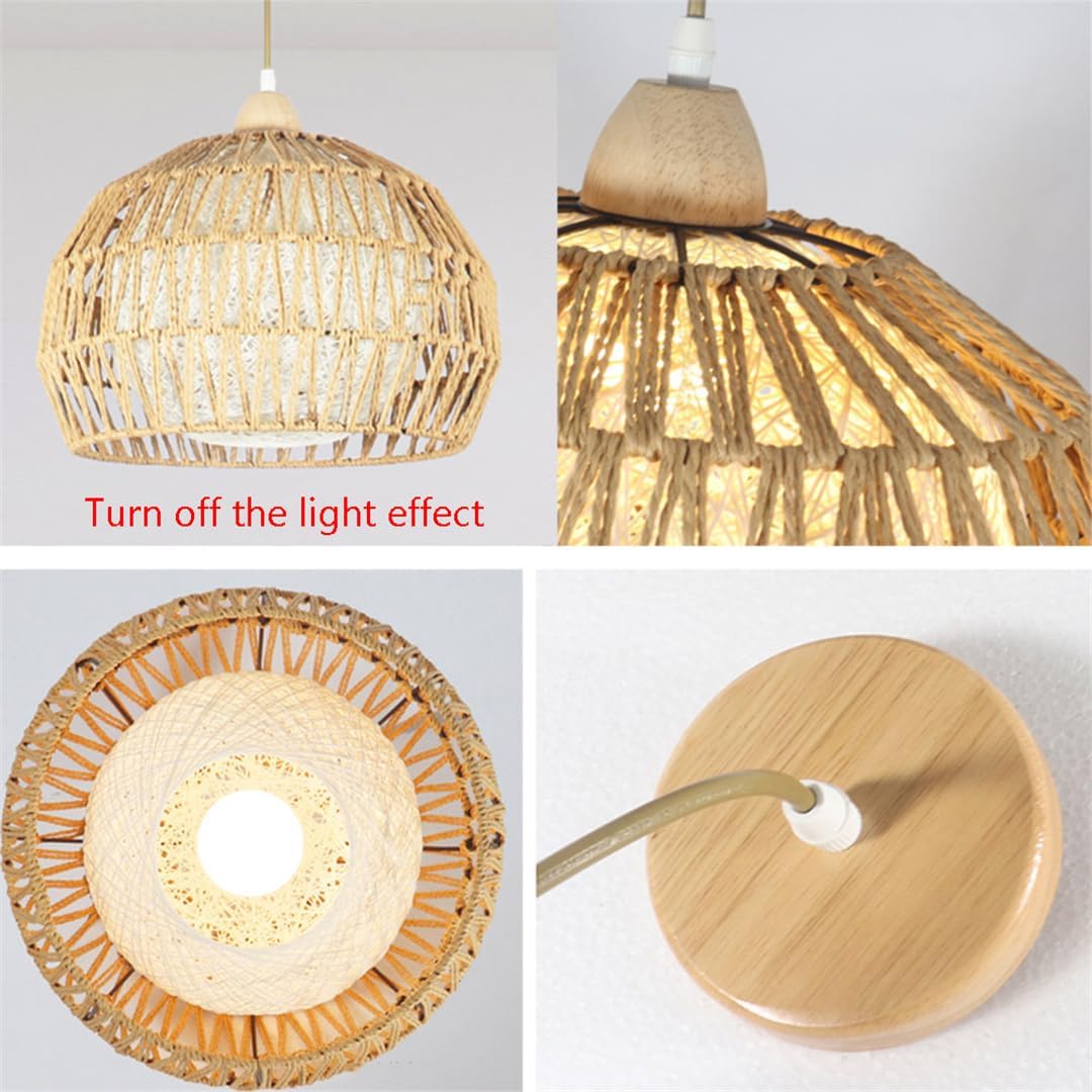 Dining Table Ceiling Hanging Lighting French Rustic Atmosphere Light Unique Hemp Rope Basket Hanging Light Bedroom Hallway Spotlight Woven Light for Kitchen Island Living Room/26Cm