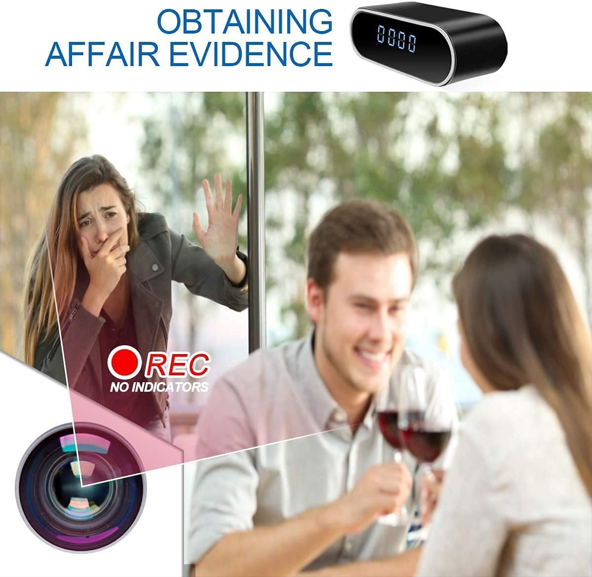 Telecamera spia 1080P Mini telecamera di sorveglianza WiFi -interno 150° orologio telecamera nascosta spia a distanza discreta supporto visione notturna e rilevamento del movimento