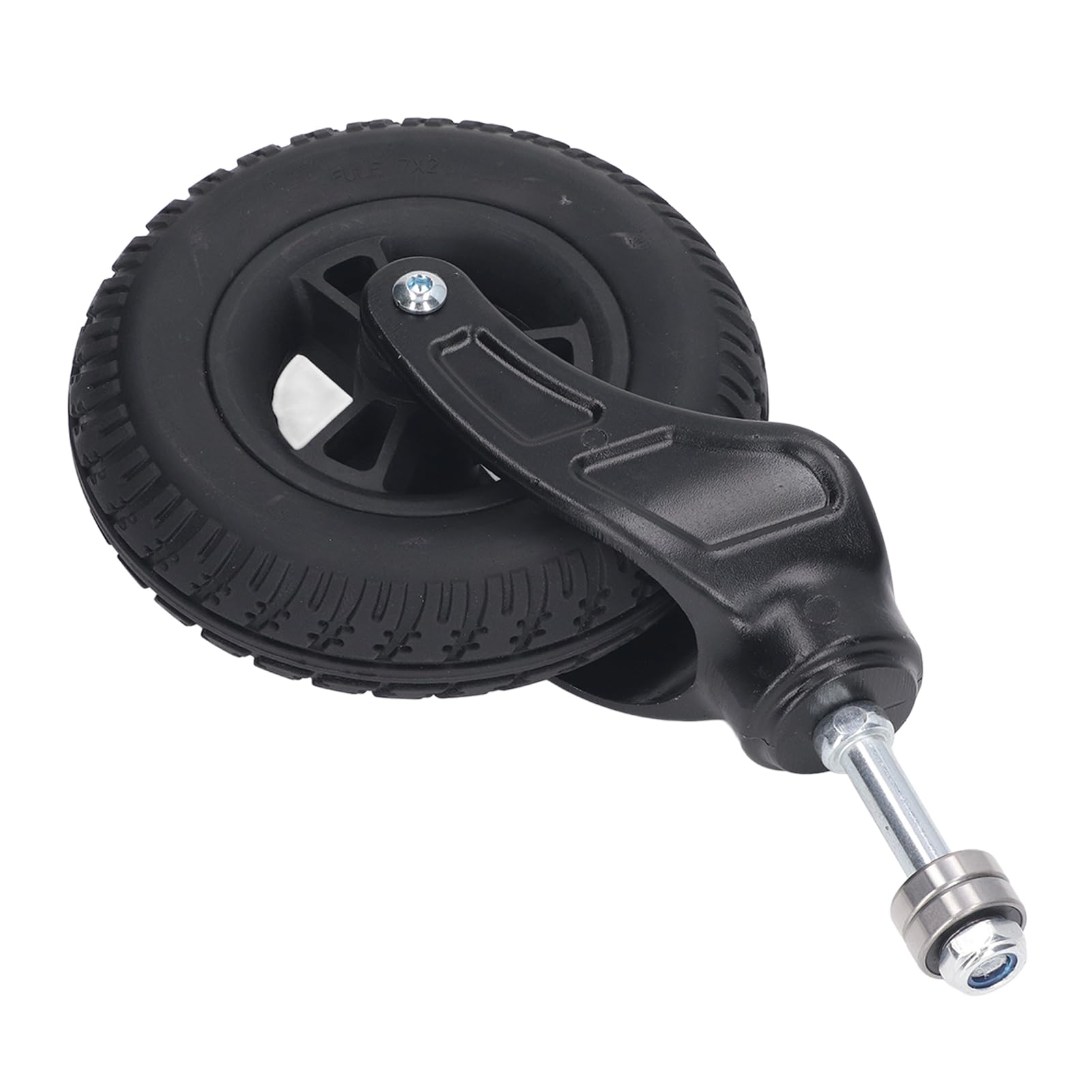 Rueda de 7 pulgadas, cubo universal de PU, rueda de PVC, rueda delantera para silla de ruedas, capacidad de carga de 120 kg, frenos de mano, rodamientos rígidos de bolas