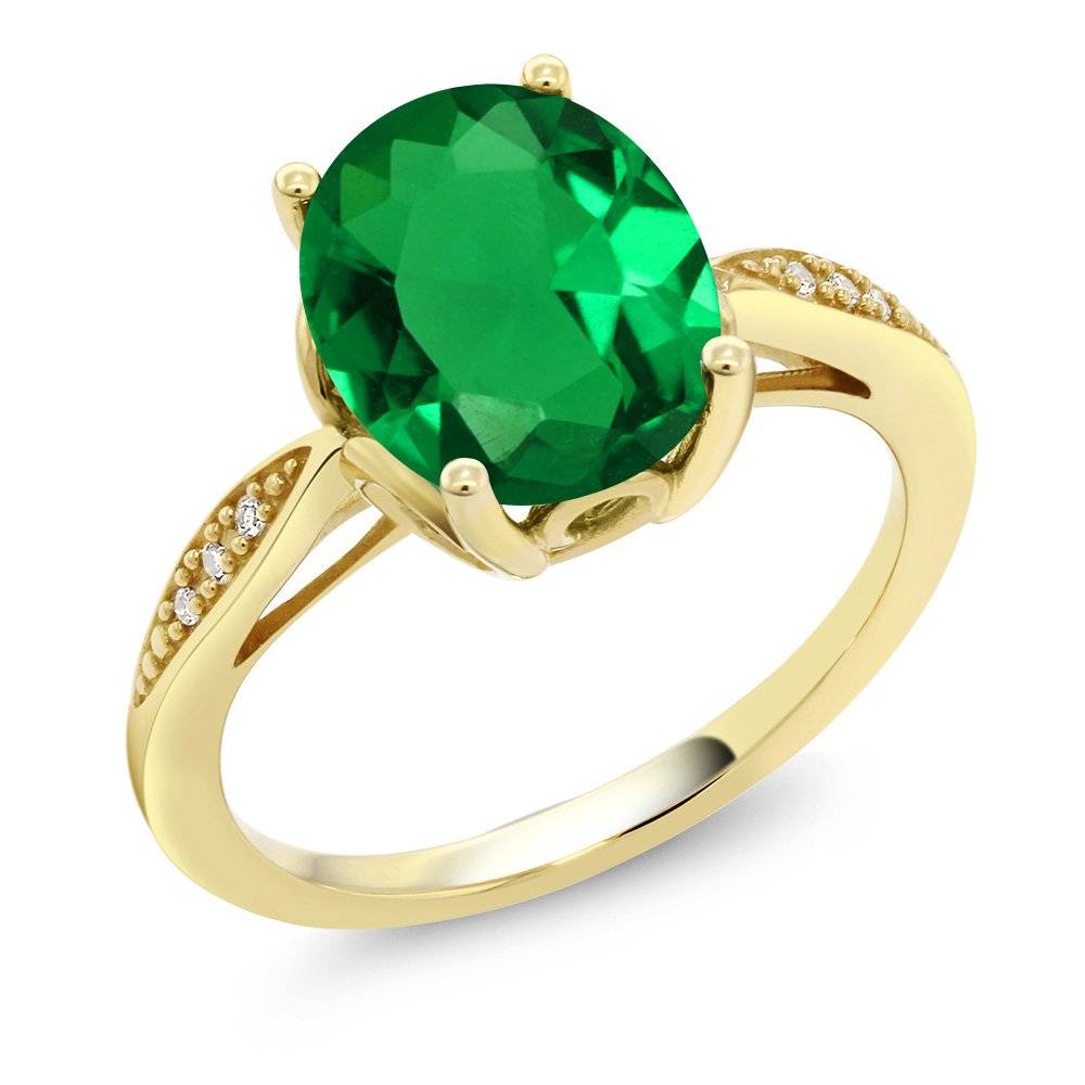 Gem Stone King 2-3 Cttw Oval Gemstone Birthstone and White Diamond Engagement Ring