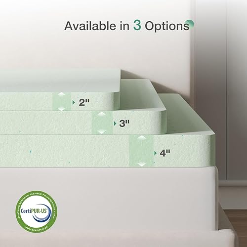 Miniatura 5 de Novilla Cubrecolchón Queen de espuma viscoelástica de gel de 3 pulgadas para un sueño fresco y alivio de presión, cubrecolchón Queen en una caja,