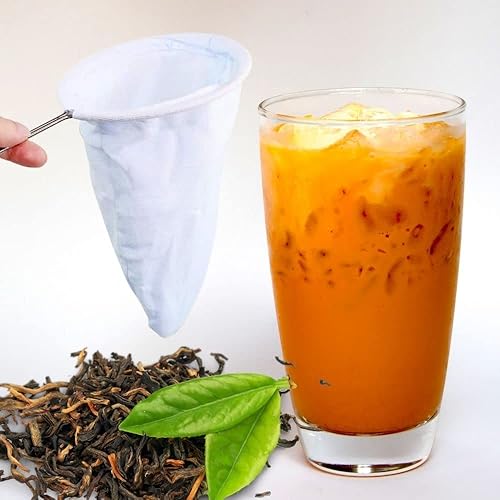 Miniatura 5 de Fartrade Outlet - Filtro de té tailandés de acero inoxidable, tamaño 10 x 5 x 0.39 pulgadas, probado, el mejor té, estilo tradicional, muselina de