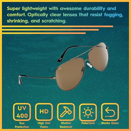 Miniatura 4 de Flying Fisherman Gafas de sol polarizadas de aviador con lentes AcuTint, protección UV, perfectas para pesca y deportes al aire libre