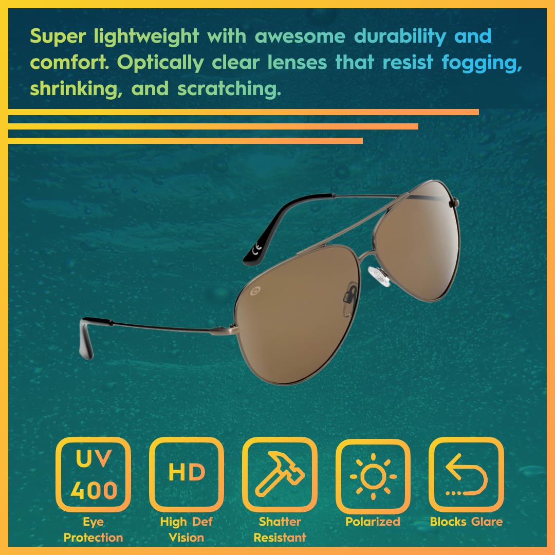 Flying Fisherman Crew Polarized Sunglasses, Matte Copper Frame, Amber Lens, Occhiali Unisex Adulto, Telaio in Rame Opaco/Lente Ambra, Medium