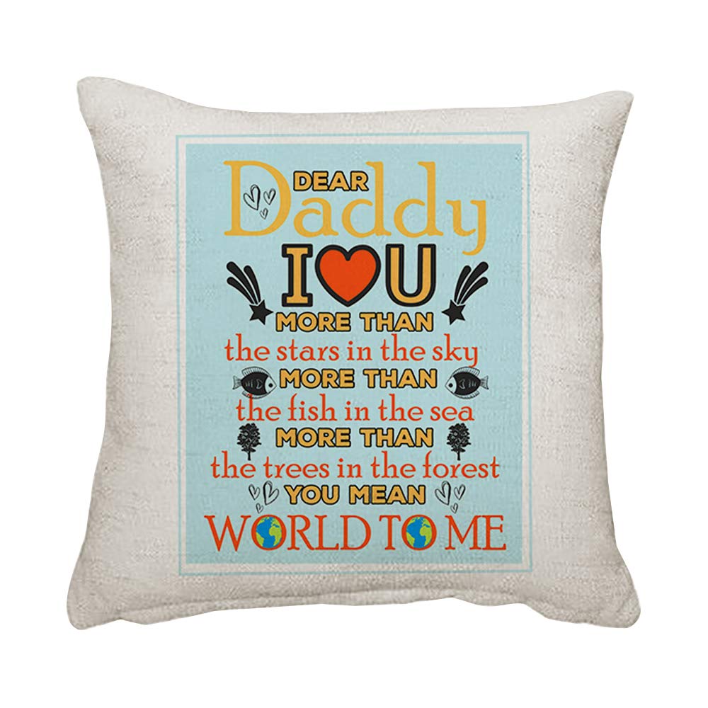 Getagift Dear Daddy I love you more than stars you mean world to me Father's Day Cushion for Bedroom/Sofa Chair Decor, Cotton/Linen Cushion, and Throw Pillow Cushion (Linen Cover)