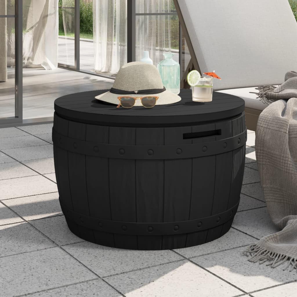 HXUHUWS 3-in-1 Patio Storage Box, Durable Black Polypropylene, Seating and Table, 33.5 Gallon Capacity