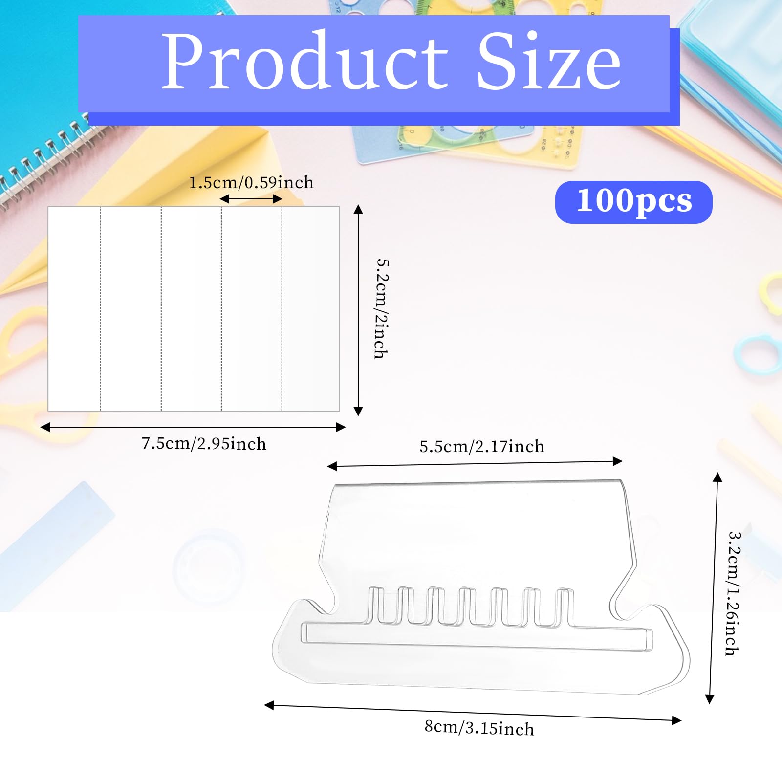 100 Sets Suspension File Tabs and Inserts, Clear Index Tabs File Folder ...