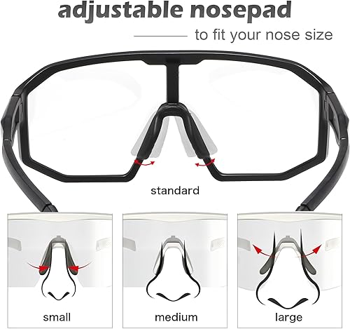 Miniatura 7 de Suertree Gafas de ciclismo fotocromáticas para hombres y mujeres, gafas de sol deportivas transparentes, para montar en bicicleta de montaña, MTB