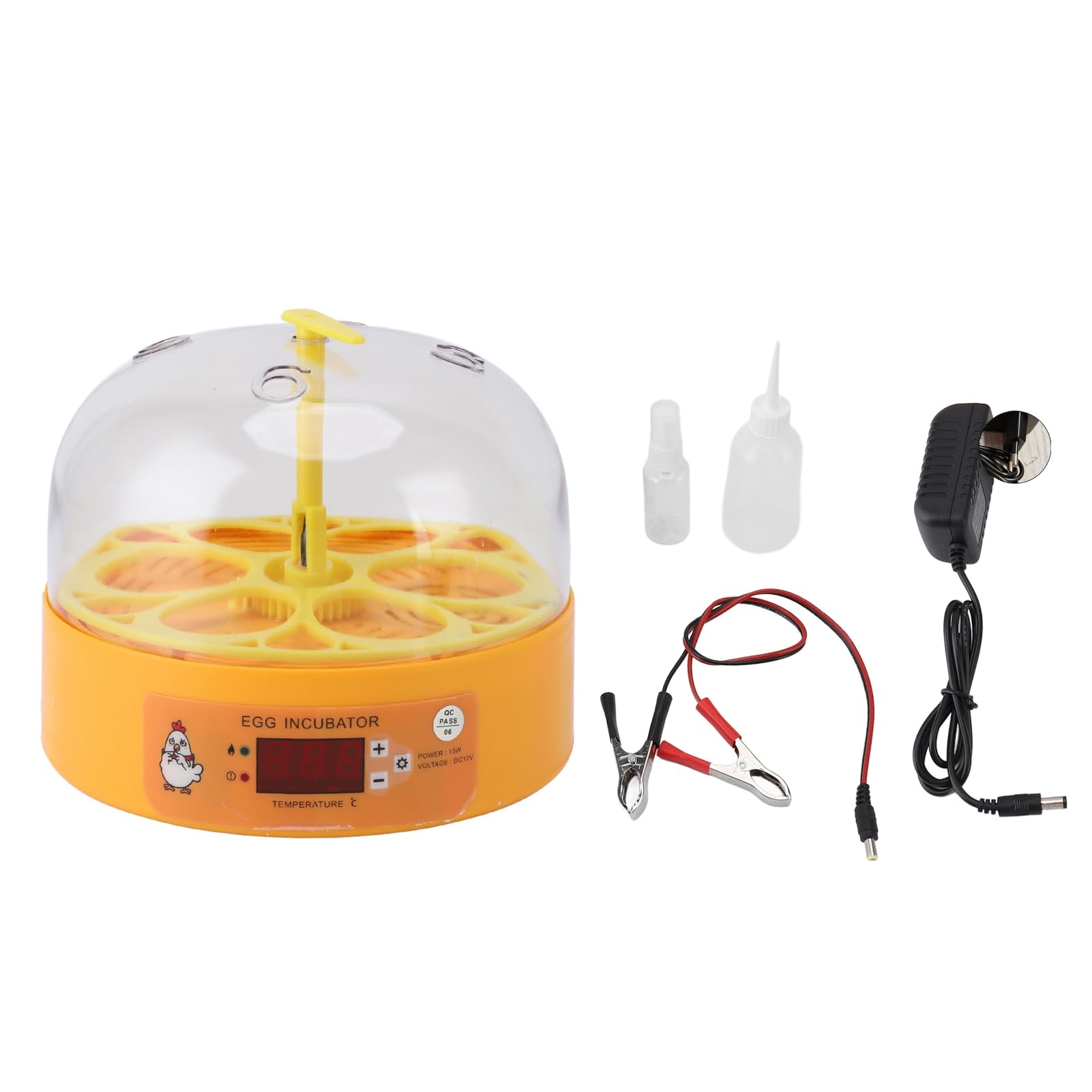 Fockety Incubatrice per 6 Uova, Macchina per la Cova delle Uova con Candeliere Intelligente con Controllo della Temperatura, Incubatrice per Galline con Giramento Uova Automatico a
